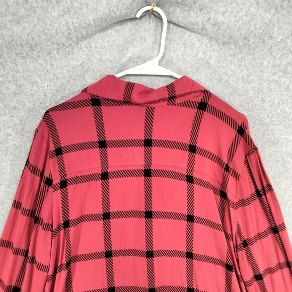 Soma Button Down Pajama Top Womens Sz XL Red Black Cool Nights Notch Long Sleeve - Picture 10 of 12